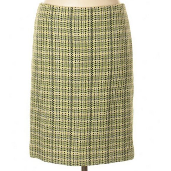 Theory Wool size 6 green plaid Skirt - Picture 1 of 2